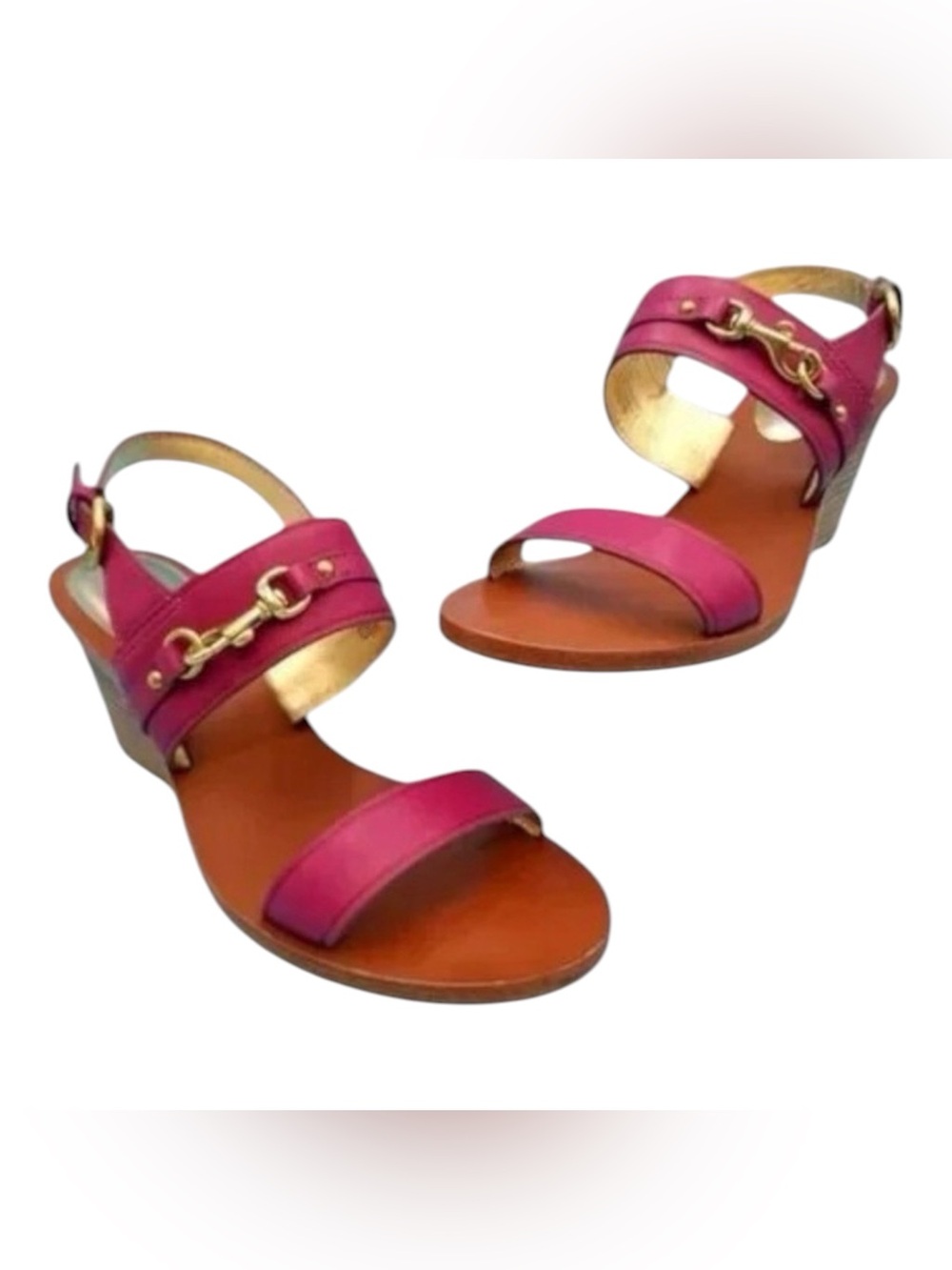 LIKE NEW - Coach Pam Semi Matte Leather Wedges - SIZE 9B